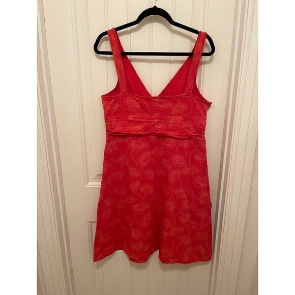 Patagonia Organic Cotton Orange/Red Floral‎ Mini Dress / Tunic women's sz L - Picture 5 of 13